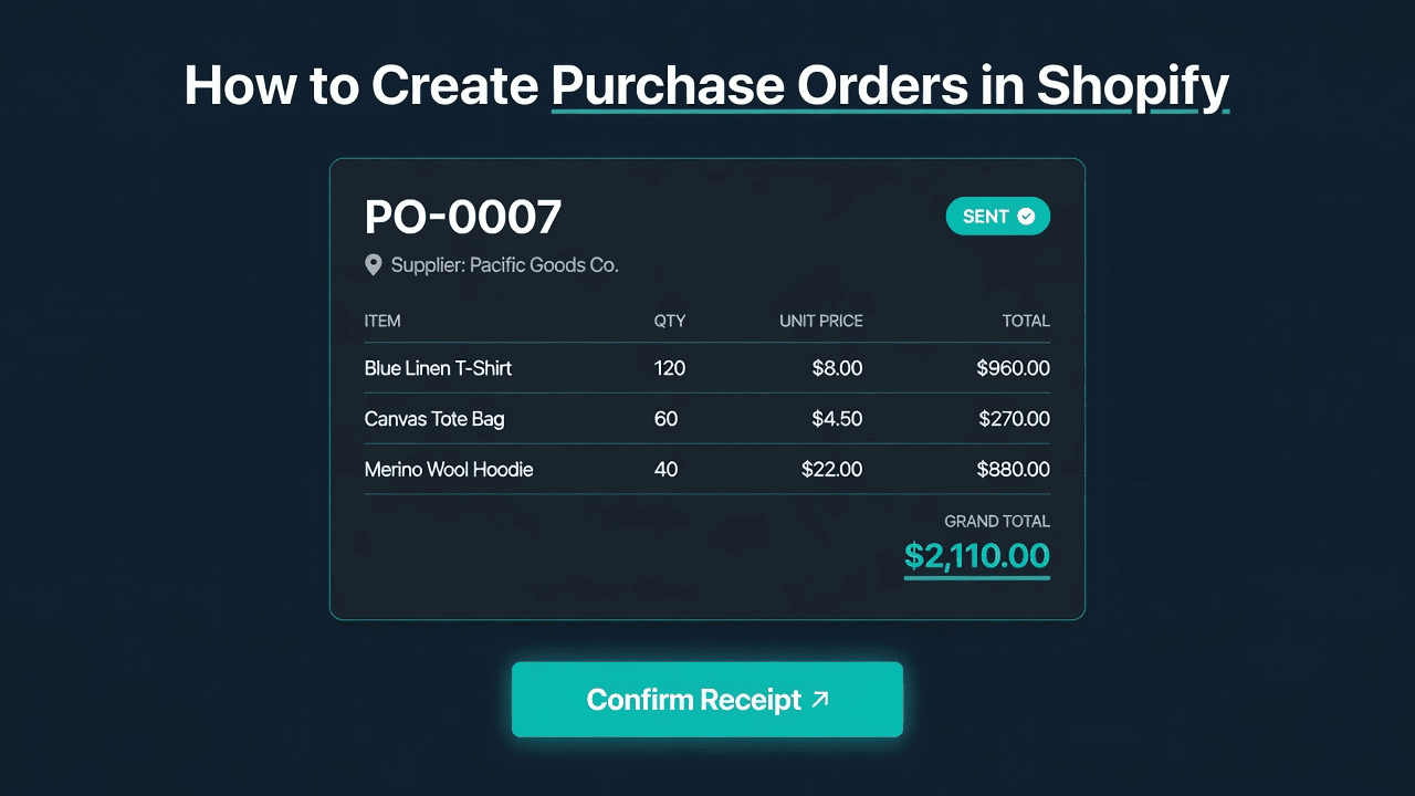 How to Create Purchase Orders in Shopify (Without Stocky)